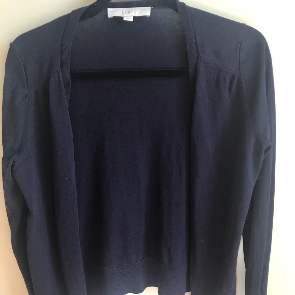 LOFT navy cotton cardigan
